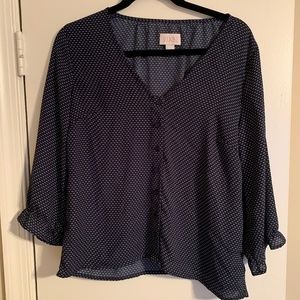 Women's Navy Button Up Blouse